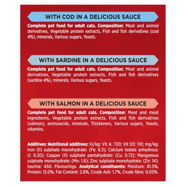 GOURMET Mon Petit Intense Fish Variety with Cod, Sardine & Salmon Adult Wet Cat Food 6x50g - Image 2