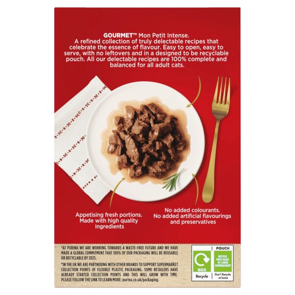 GOURMET Mon Petit Intense Meaty Variety with Duck, Chicken & Turkey Adult Wet Cat Food 6x50g - Image 2
