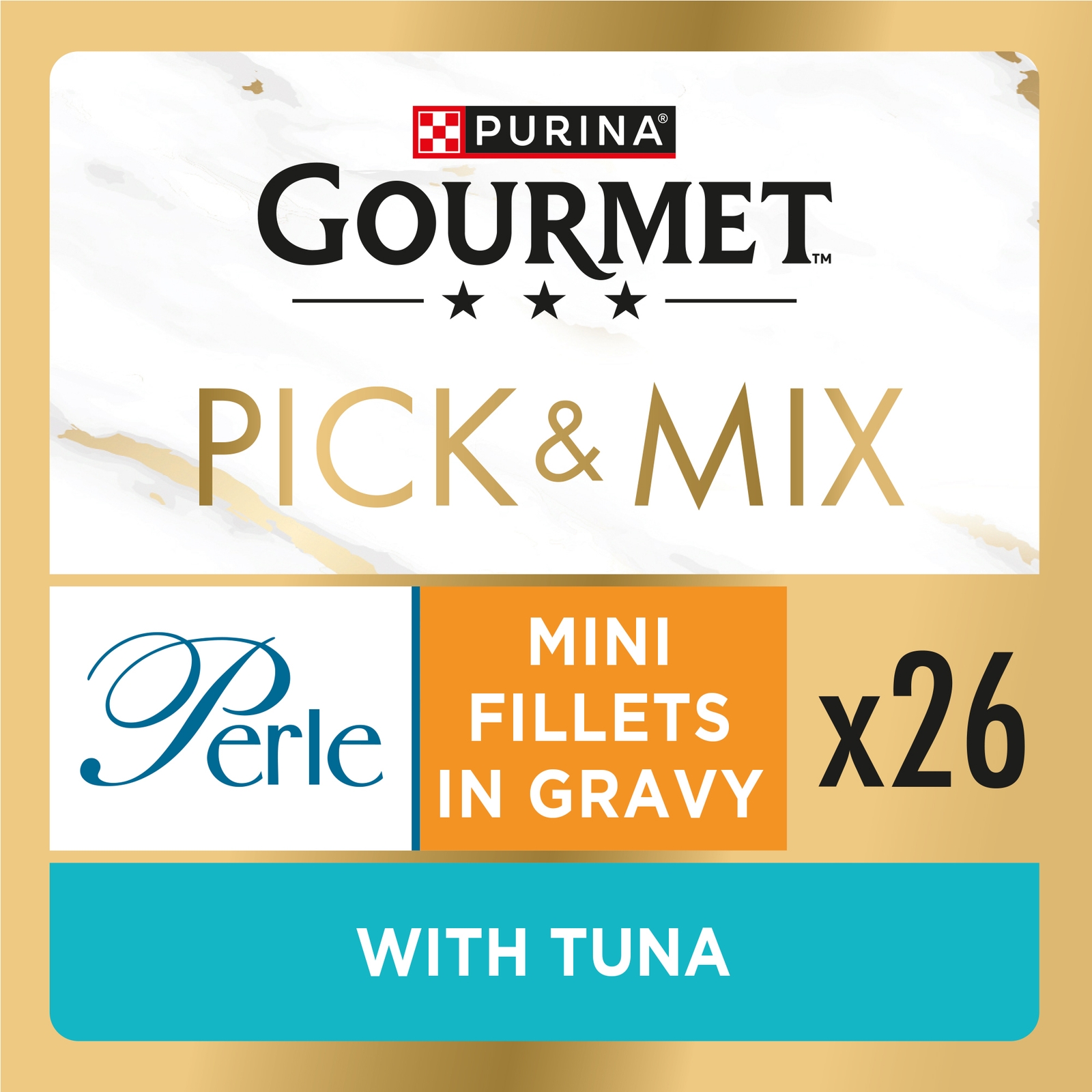 GOURMET Perle Mini Fillets in Gravy with Tuna Adult Wet Cat Food 26x85g