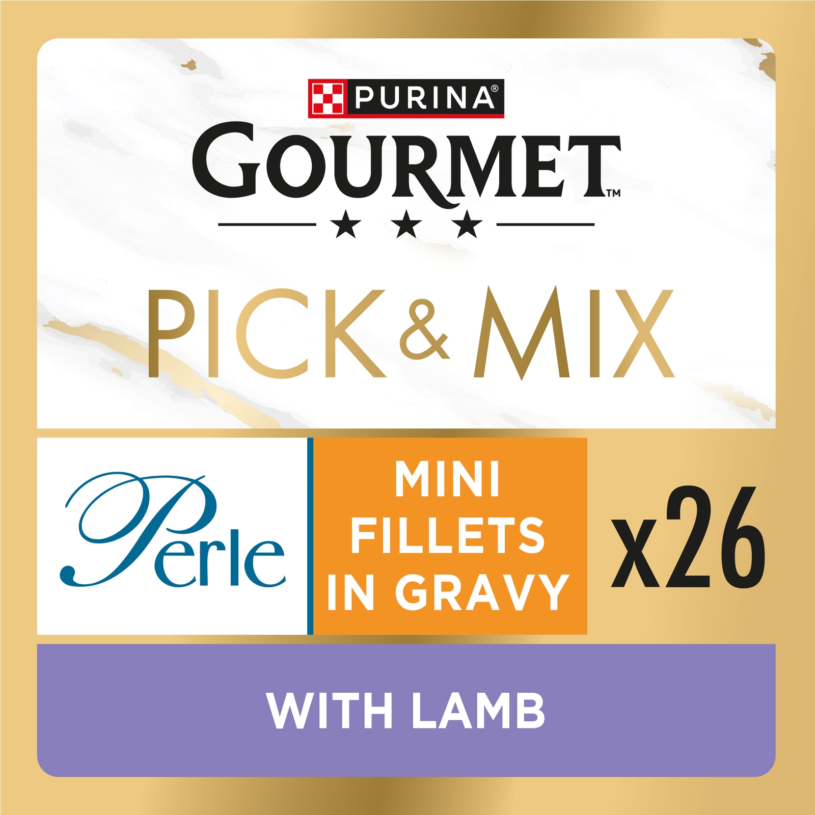 GOURMET Perle Mini Fillets in Gravy with Lamb Adult Wet Cat Food 26x85g
